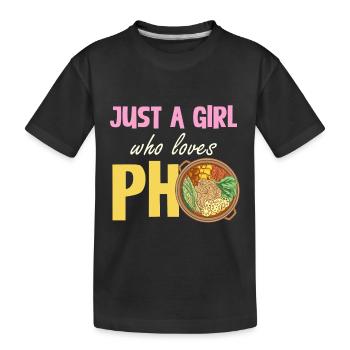 Une fille qui aime le pho - Culinaire - T-shirt bio Premium Enfant - noir - Devant