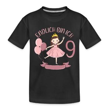 Princess Birthday Shirt Finally 9 Years Girl - Kids' Premium Organic T-Shirt - black - Front