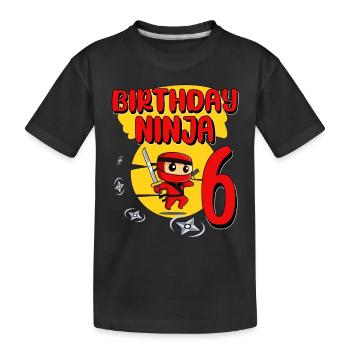 Birthday Ninja 6 Year Old Birthday Party Gift - Kinder Premium Bio T-Shirt - Schwarz - Vorne