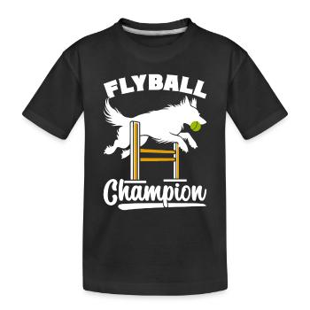 Flyball Hundesport - Kinder Premium Bio T-Shirt - Schwarz - Vorne