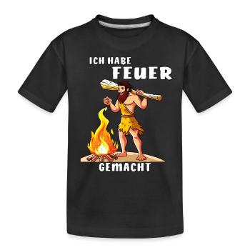 NÉANDERTAL J’AI FAIT UN FEU - T-shirt bio Premium Enfant - noir - Devant