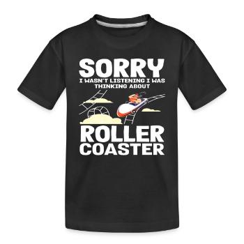 Roller coaster in the head funny motif - Kids' Premium Organic T-Shirt - black - Front