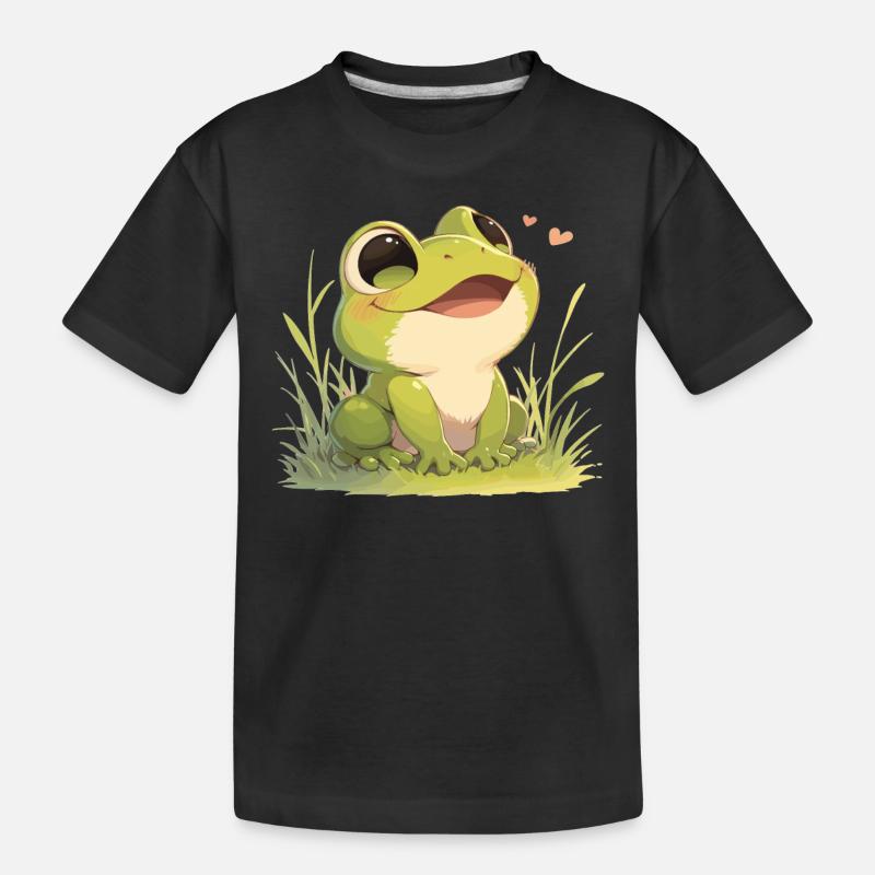 Frosch Frösche - Kinder Premium Bio T-Shirt - Schwarz