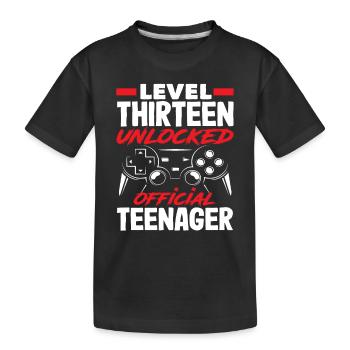 13. Geburtstag Level Dreizehn Freigeschaltet - Kinder Premium Bio T-Shirt - Schwarz - Vorne