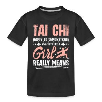 Le tai-chi frappait comme une fille - T-shirt bio Premium Enfant - noir - Devant