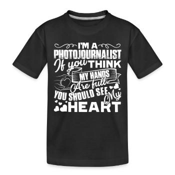 Photojournalist With Full Heart - Kids' Premium Organic T-Shirt - black - Front