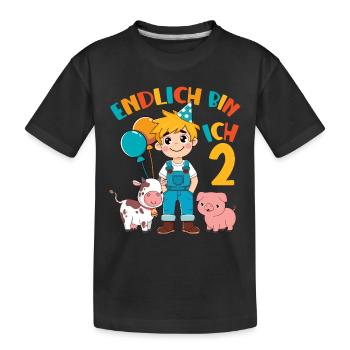 2 ans fermier enfin 2 garçon anniversaire motif - T-shirt bio Premium Enfant - noir - Devant
