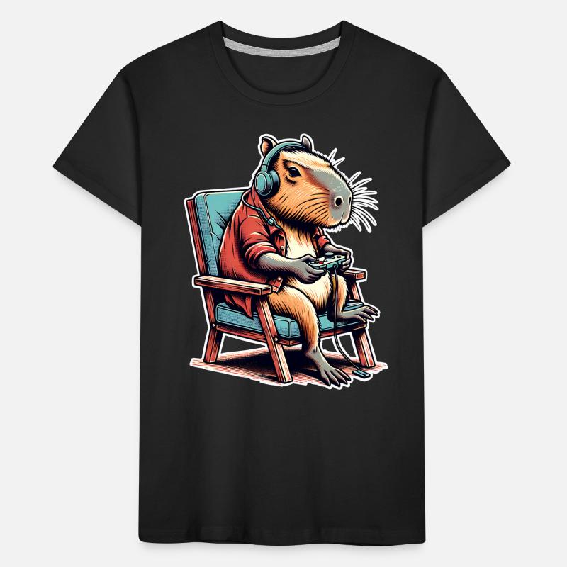Capybara Gaming Nerd Kids' Premium Organic T-Shirt