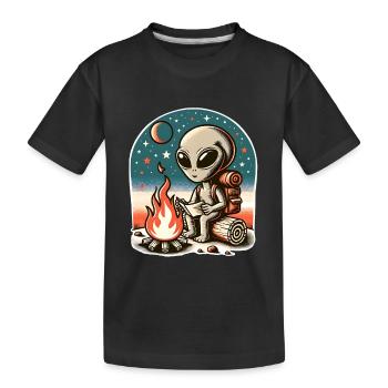 Alien Lagerfeuer Wanderung - Kinder Premium Bio T-Shirt - Schwarz - Vorne