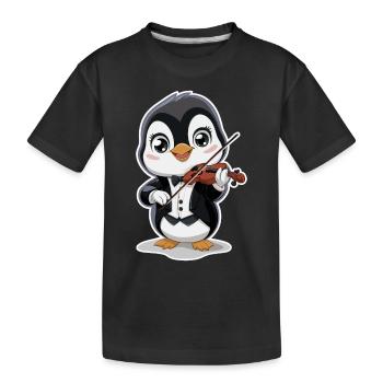 Mignon Pingouin Fiddler Drôle Comédie musicale - T-shirt bio Premium Enfant - noir - Devant