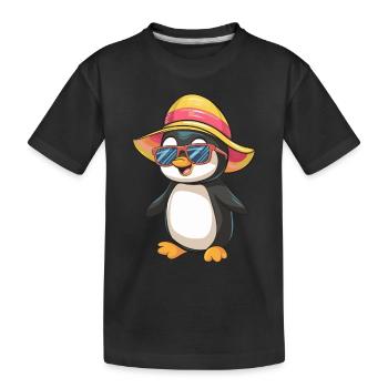 Summer penguin with sunglasses - Kids' Premium Organic T-Shirt - black - Front