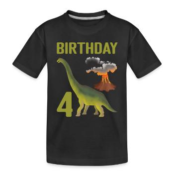 4 ans anniversaire garçon Dino Volcano - 4ème - T-shirt bio Premium Enfant - noir - Devant