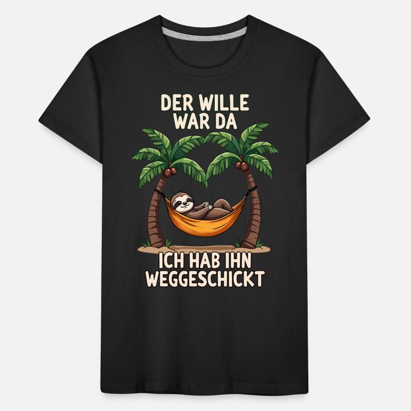 Faultier Spruch Langschläfer Statement Müde Büro Kinder Premium Bio T-Shirt