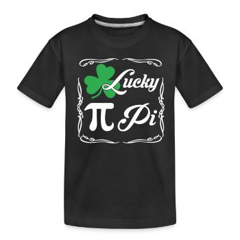 Pi Day Lucky Pi Clover - Kids' Premium Organic T-Shirt - black - Front