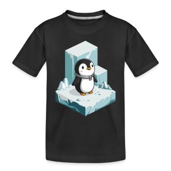 Niedlicher Pinguin Auf Eisberg Illustration - Kinder Premium Bio T-Shirt - Schwarz - Vorne