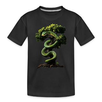Arbre vert Python Serpents Amoureux Terrarium - T-shirt bio Premium Enfant - noir - Devant