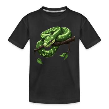 Grüner Baumpython Schlangen Liebhaber Terrarium - Kinder Premium Bio T-Shirt - Schwarz - Vorne