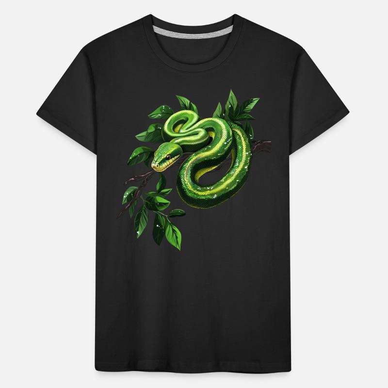 Arbre vert Python Serpents Amoureux Terrarium T-shirt bio Premium Enfant
