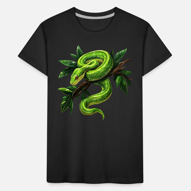 Arbre vert Python Serpents Amoureux Terrarium T-shirt bio Premium Enfant