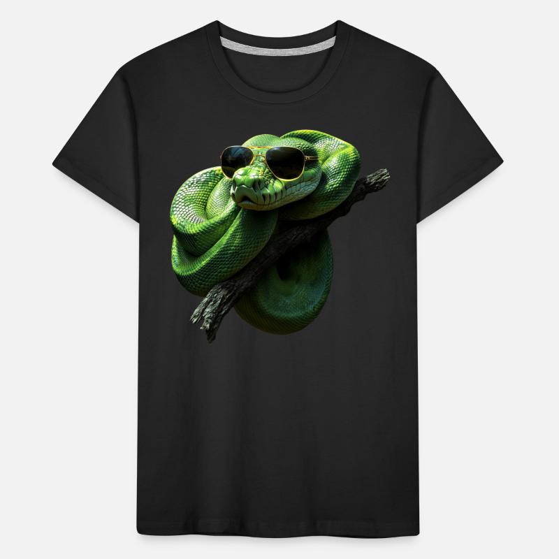 Arbre vert Python Serpents Amoureux Terrarium T-shirt bio Premium Enfant