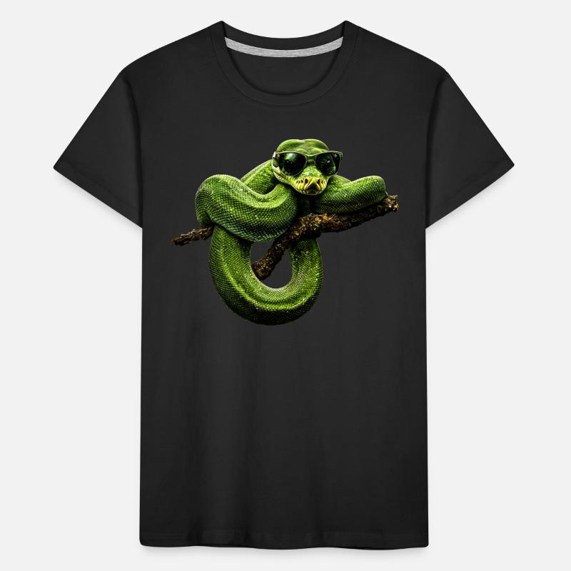 Arbre vert Python Serpents Amoureux Terrarium T-shirt bio Premium Enfant