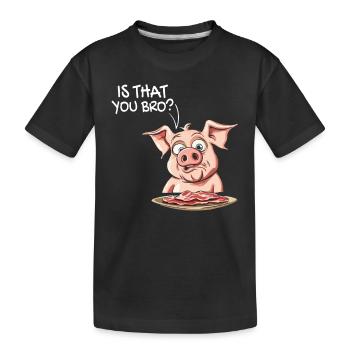 C'est ton frère ? Cochon avec humour de bacon - T-shirt bio Premium Enfant - noir - Devant