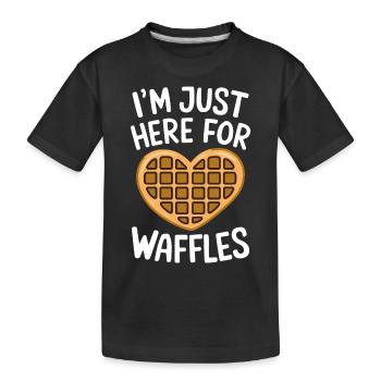 Waffles Saying Dessert Funny Waffles Gift - Kids' Premium Organic T-Shirt - black - Front