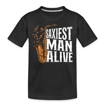 Saxophone Pun Saxiest Man Alive - Kinder Premium Bio T-Shirt - Schwarz - Vorne