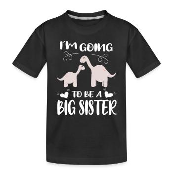 Je vais être une grande sœur Dinosaures promus - T-shirt bio Premium Enfant - noir - Devant
