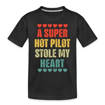 Retro Vintage Pilot Valentinstag Geschenk - Kinder Premium Bio T-Shirt - Schwarz - Vorne