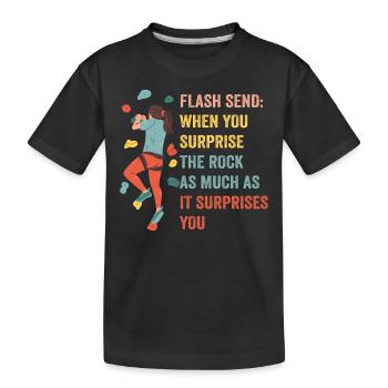 Boulderer Flash Send Bouldern - Kinder Premium Bio T-Shirt - Schwarz - Vorne