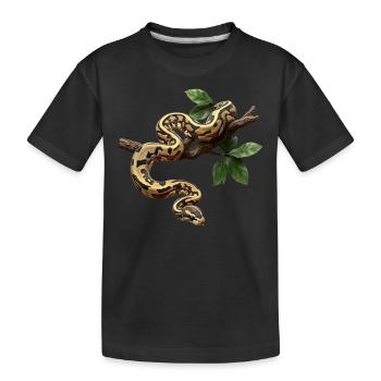 Königspython Schlangen Liebhaber Terrarium Python - Kinder Premium Bio T-Shirt - Schwarz - Vorne