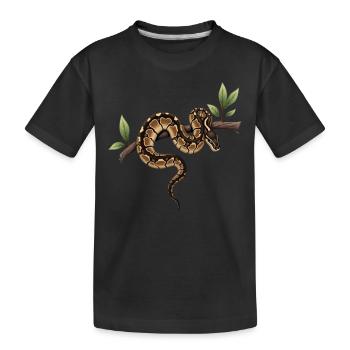 Königspython Schlangen Liebhaber Terrarium Python - Kinder Premium Bio T-Shirt - Schwarz - Vorne