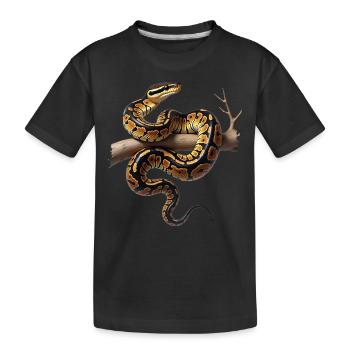 Königspython Schlangen Liebhaber Terrarium Python - Kinder Premium Bio T-Shirt - Schwarz - Vorne