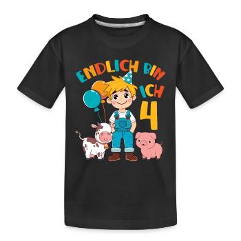 4 ans fermier enfin 4 garçon motif d’anniversaire - T-shirt bio Premium Enfant - noir - Devant