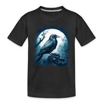 Corbeau mystique devant la pleine lune dans la forêt mystique - T-shirt bio Premium Enfant - noir - Devant