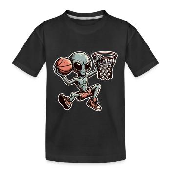 Basketball Dunking Alien - Kids' Premium Organic T-Shirt - black - Front