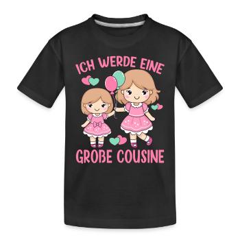 Un grand cousin annonce que la princesse va être géniale - T-shirt bio Premium Enfant - noir - Devant