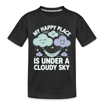 Cloudy view, Relaxing sky, Dreamy - Kids' Premium Organic T-Shirt - black - Front