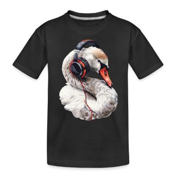 Schwan - Kinder Premium Bio T-Shirt - Schwarz - Vorne