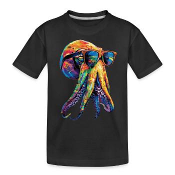 Tintenfisch - Kinder Premium Bio T-Shirt - Schwarz - Vorne