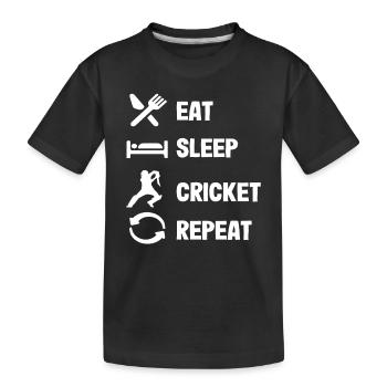 Manger dormir joueur de cricket répéter - T-shirt bio Premium Enfant - noir - Devant