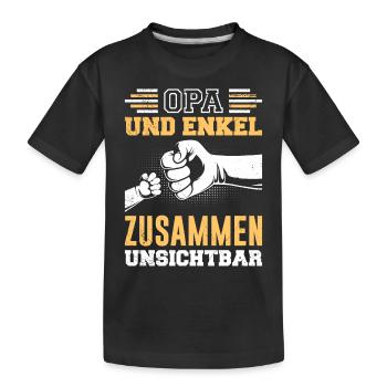 OPA UND ENKEL ZUSAMMEN UNSICHTBAR Lustiges - Kinder Premium Bio T-Shirt - Schwarz - Vorne