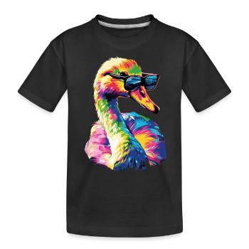 Schwan - Kinder Premium Bio T-Shirt - Schwarz - Vorne