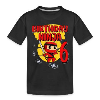 Birthday Ninja 6 Year Old Birthday Party Gift - Kinder Premium Bio T-Shirt - Schwarz - Vorne