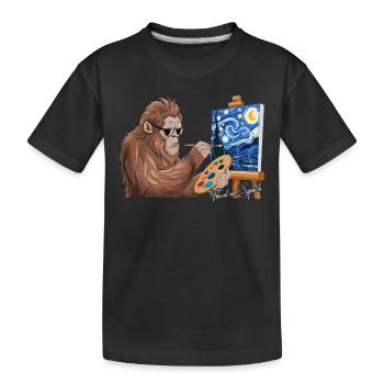 Van Gogh Sternennacht Starry Night Bigfoot - Kids' Premium Organic T-Shirt - black - Front
