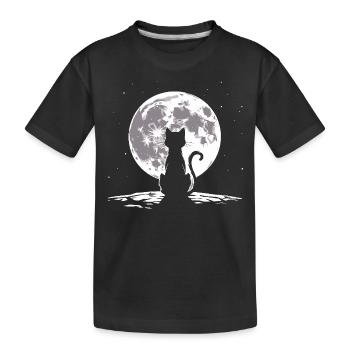 Chat regardant la lune - T-shirt bio Premium Enfant - noir - Devant