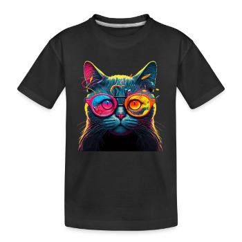 Cat for Cat Owners, Cat Digital Art - Kids' Premium Organic T-Shirt - black - Front