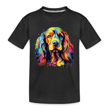 Cocker Spaniel Hundebesitzer, Digitale Kunst Hund - Kinder Premium Bio T-Shirt - Schwarz - Vorne