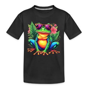Frog, Digital Art, Colorful Frog - Kids' Premium Organic T-Shirt - black - Front